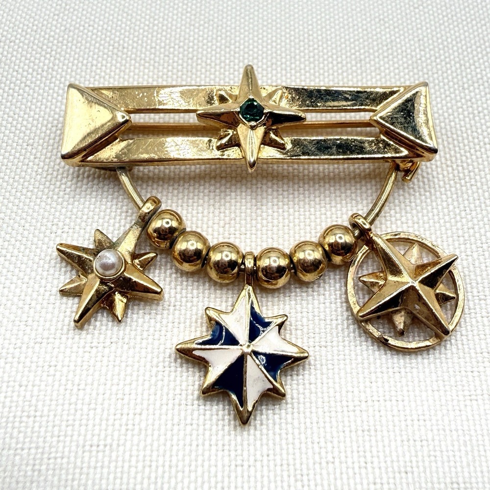 VINTAGE AVON PRESIDENT'S CLUB STAR PIN AWARDS WITH 3 STAR CHARMS
